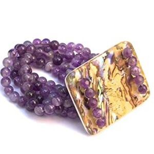 Salley C Natural Amethyst Gemstone 5Layers Designer Bracelet for Women
